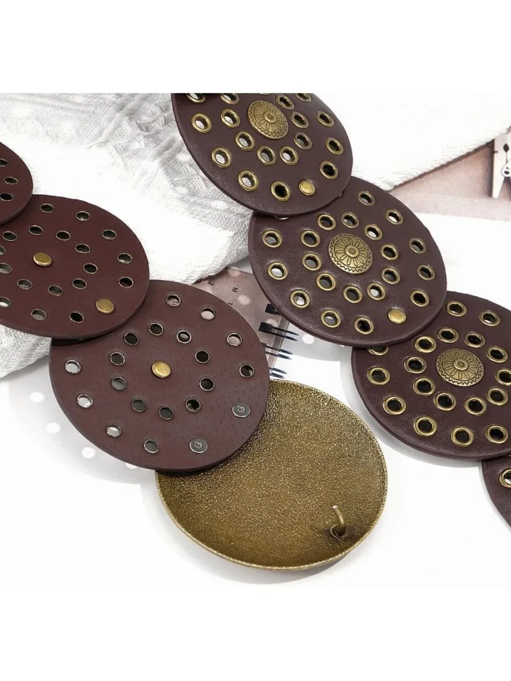 Vintage Boho Wide Disc Leather Belt for Women - Hollow Design, Stylish Accessory